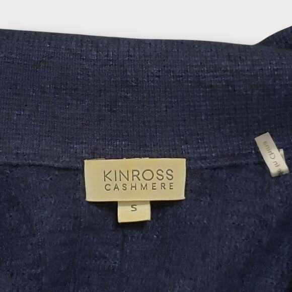 Kinross Cashmere Womens Full Zip Up Collared Sweater Blue Sz Small Casual - Picture 7 of 12